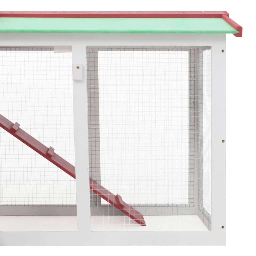 Conigliera per Esterni Grande Rossa e Bianca 145x45x84 cm Legno