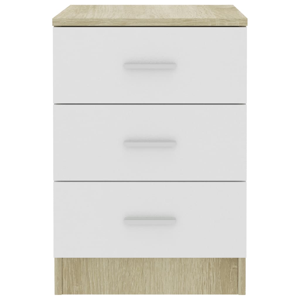 Comodino Bianco e Rovere Sonoma 38x35x56cm in Legno Multistrato