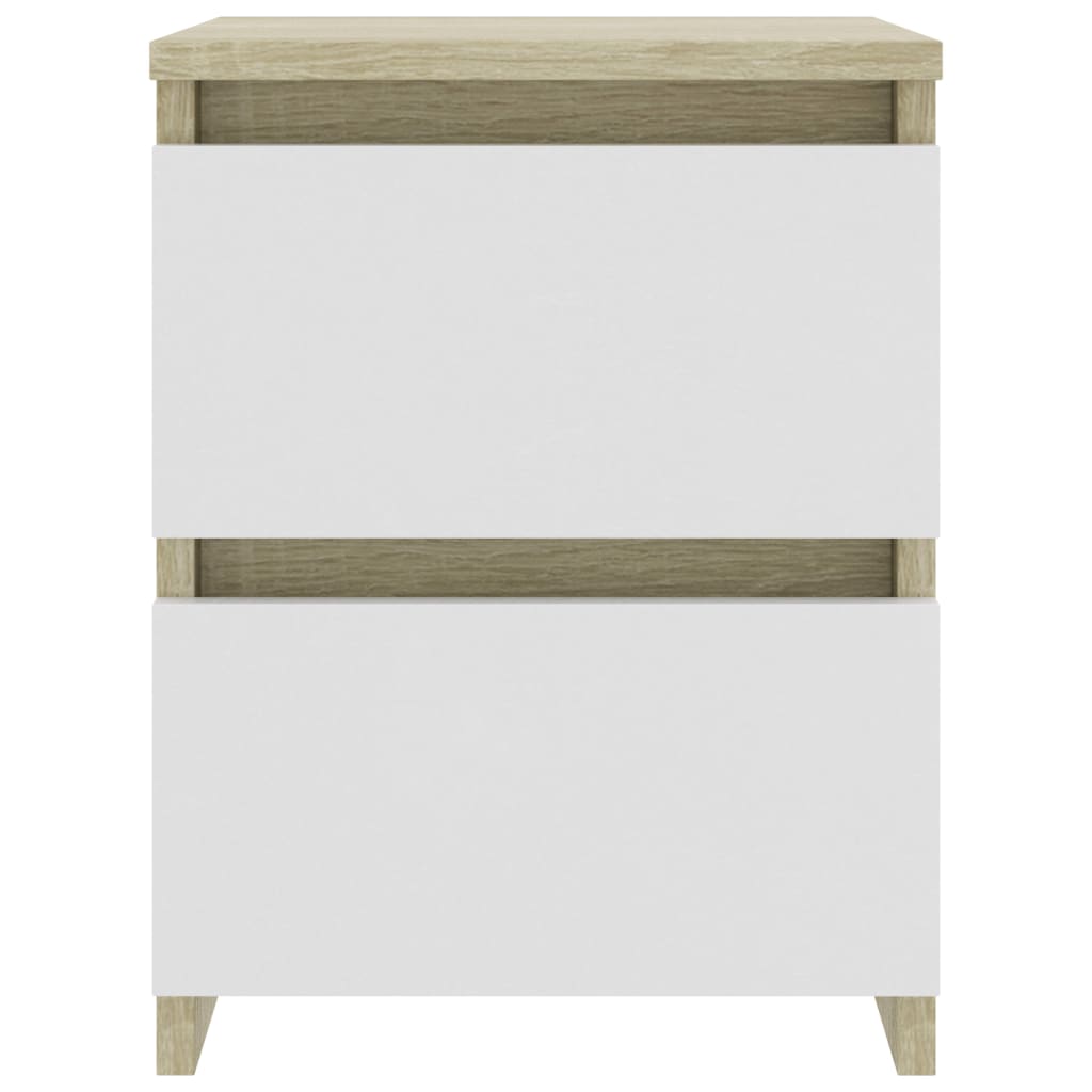 Comodino Bianco e Rovere Sonoma 30x30x40cm in Legno Multistrato