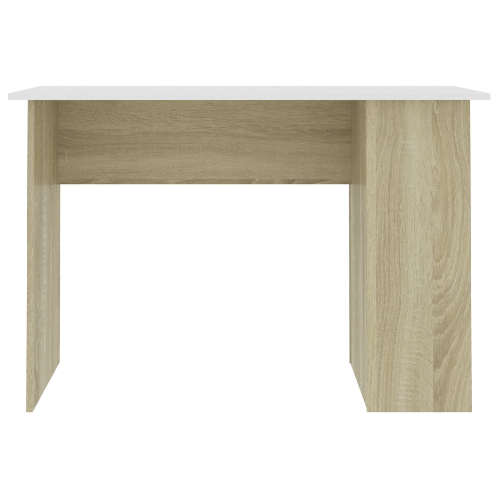 Scrivania Bianco e Rovere Sonoma 110x60x73 cm Legno Multistrato