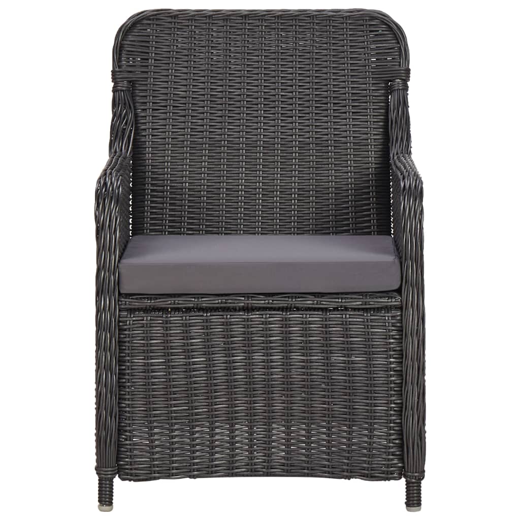 Set Bistrot da Giardino 3 pz con Cuscini in Polyrattan Nero