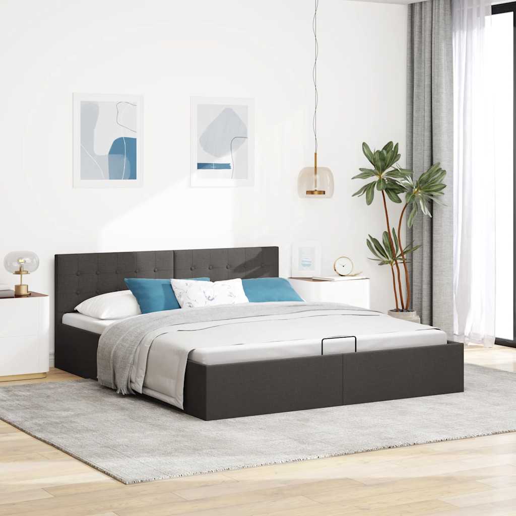 Giroletto con Contenitore Grigio Scuro in Tessuto 160x200 cm