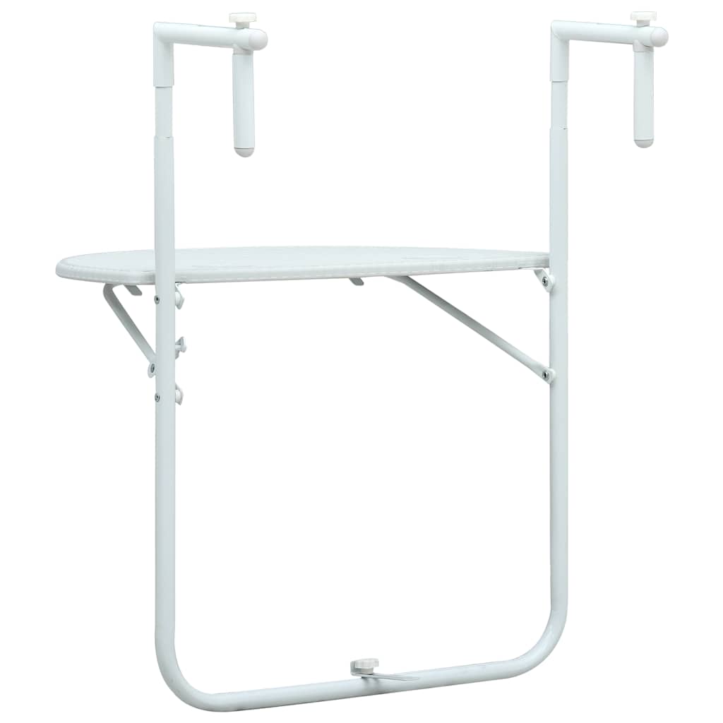 Tavolo da Balcone Pensile Bianco 60x64x83,5cm Plastica Rattan