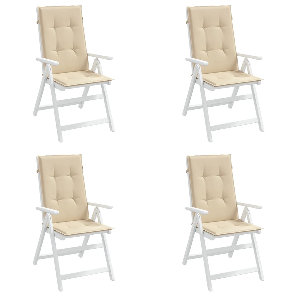 Cuscini per Sedie 4 pz Beige 120x50x3 cm in Tessuto