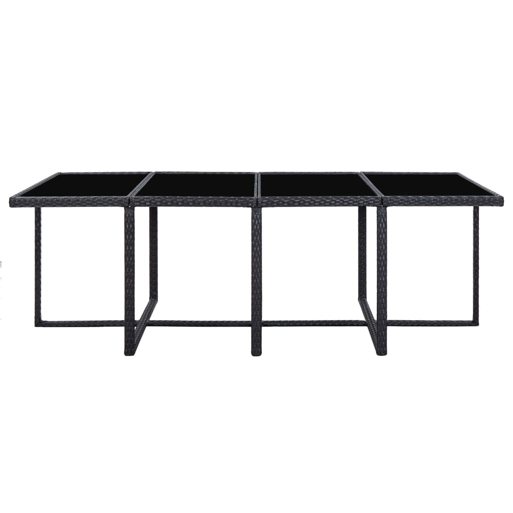 Set da Pranzo da Giardino 13 pz con Cuscini in Polyrattan Nero