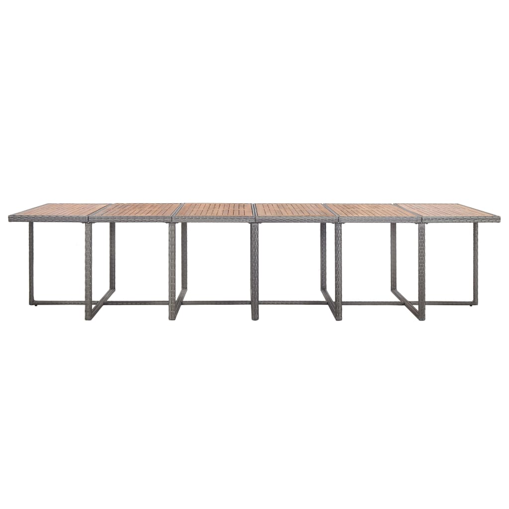 Set da Pranzo per Esterni 17 pz con Cuscini Polyrattan Grigio