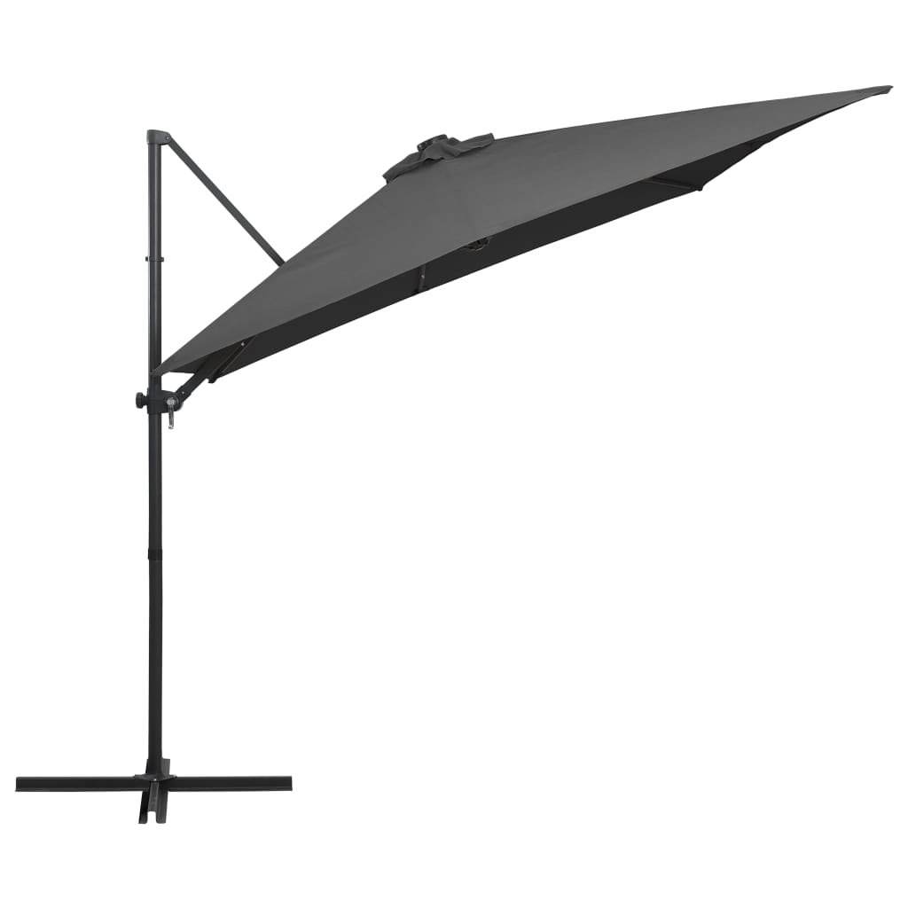 Ombrellone a Sbalzo con LED e Palo Acciaio 250x250 cm Antracite
