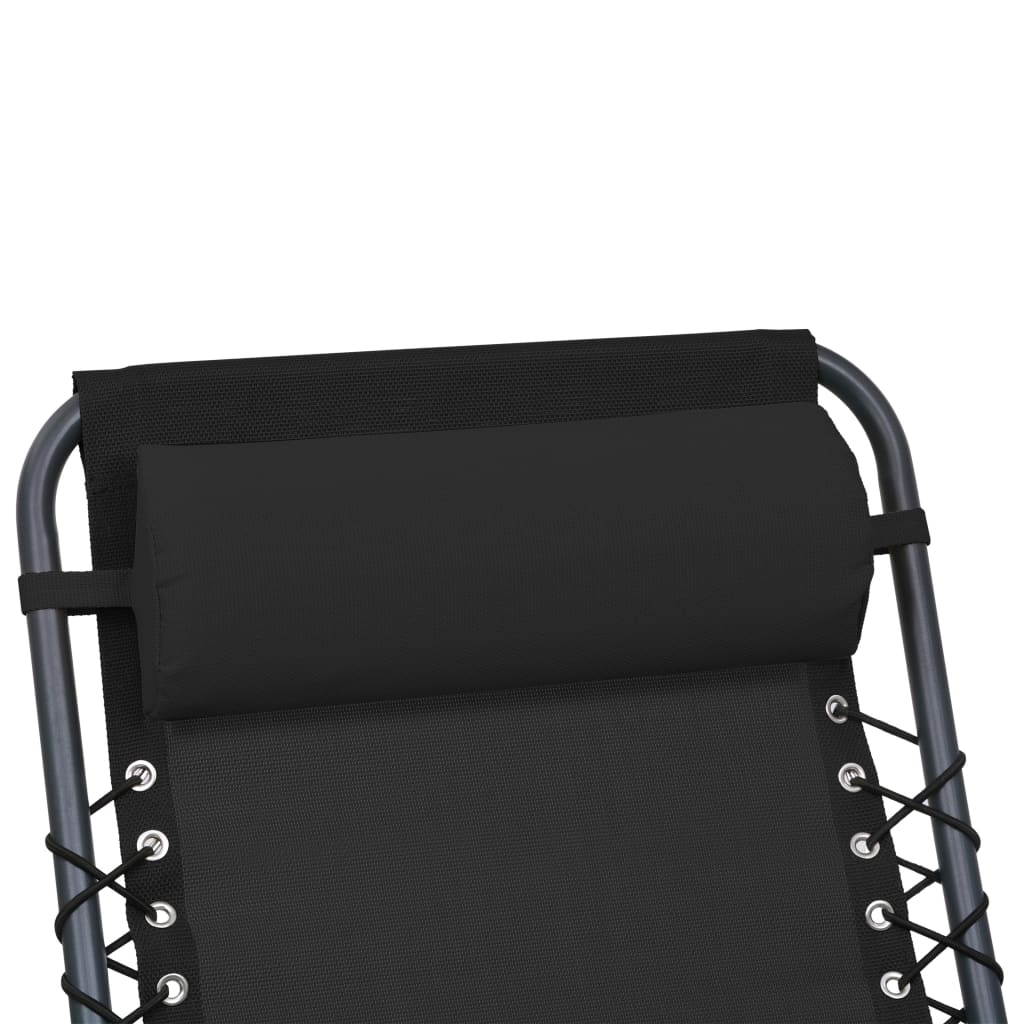 Poggiatesta per Sdraio Nero 40x7,5x15 cm in Textilene
