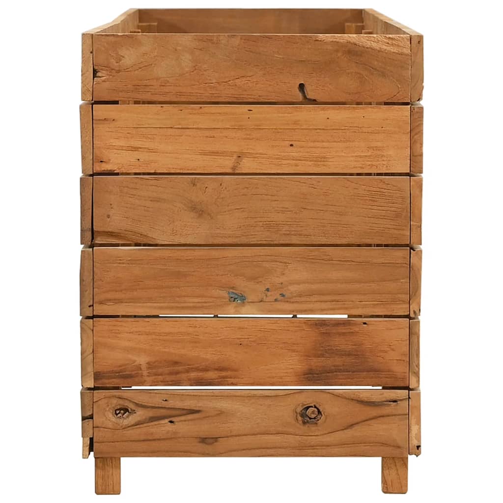 Letto Rialzato 150x40x55 cm Legno di Teak di Recupero e Acciaio
