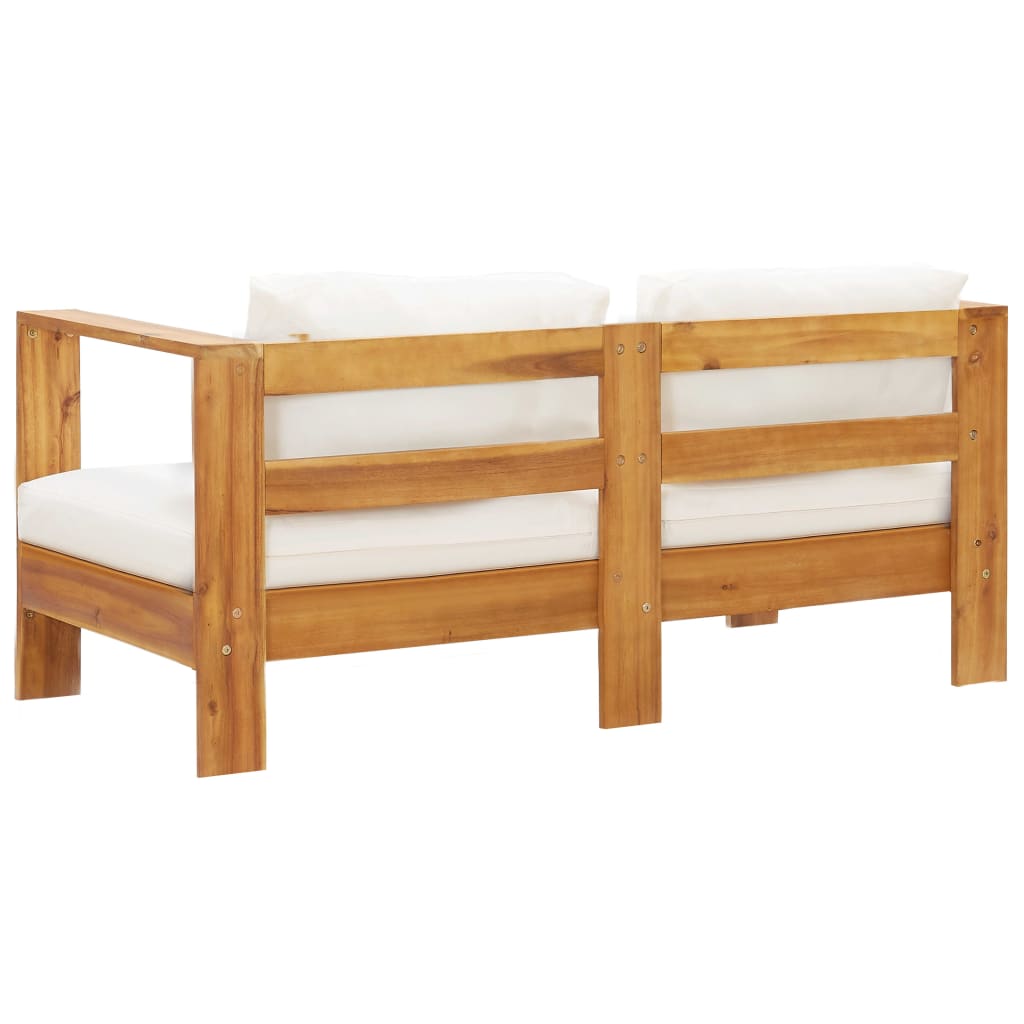 Sedia da Giardino con Cuscino 140 cm Bianco Crema Legno Acacia