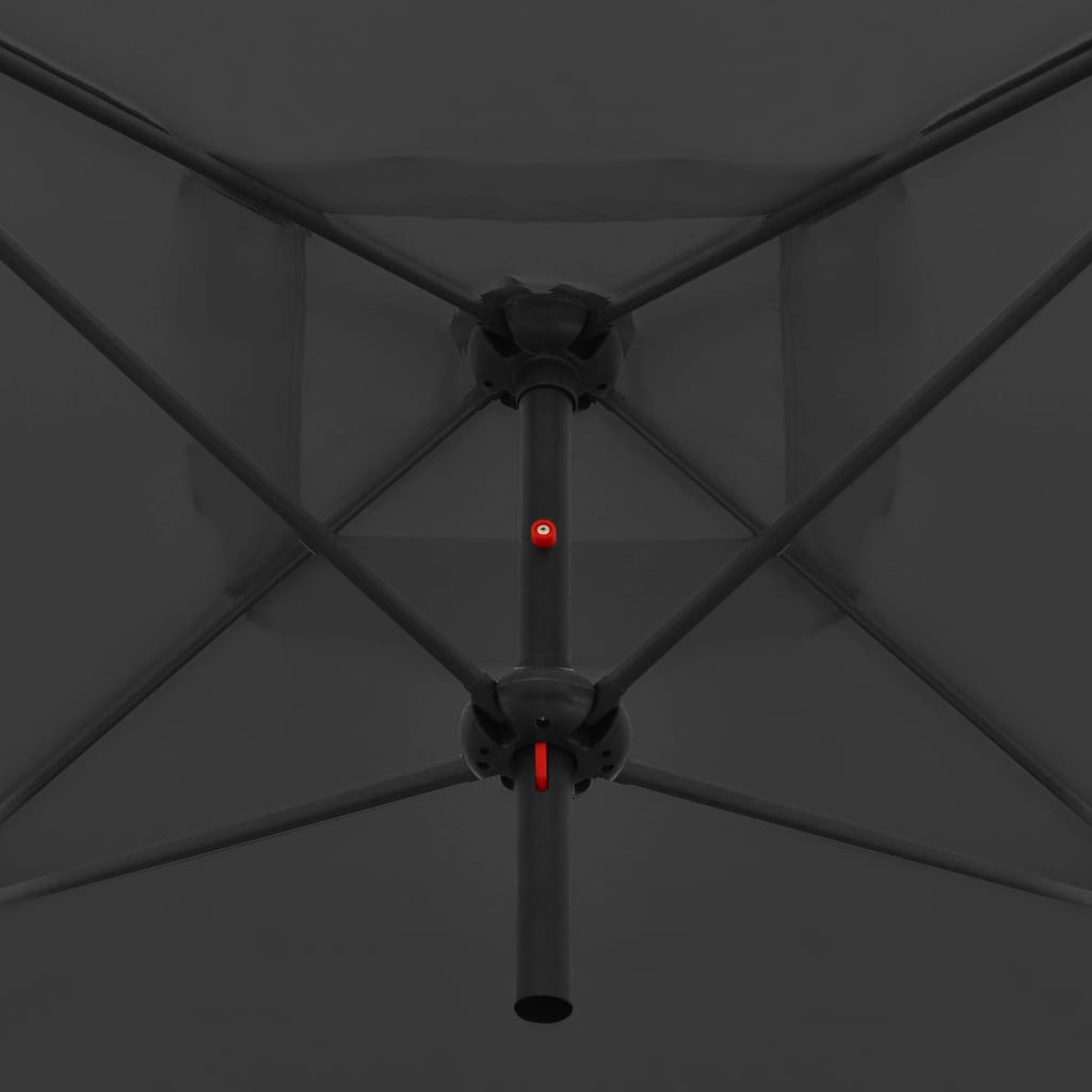 Ombrellone Doppio con Palo in Acciaio 250x250 cm Antracite