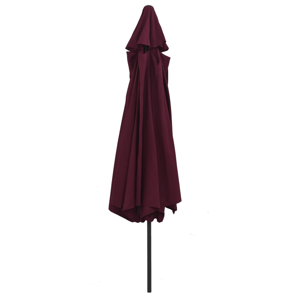 Ombrellone da Esterni con Palo in Metallo 390 cm Rosso Bordò