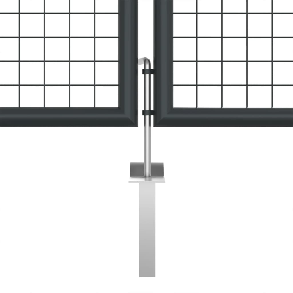 Cancello per Giardino in Acciaio Zincato Grigio 400x175 cm