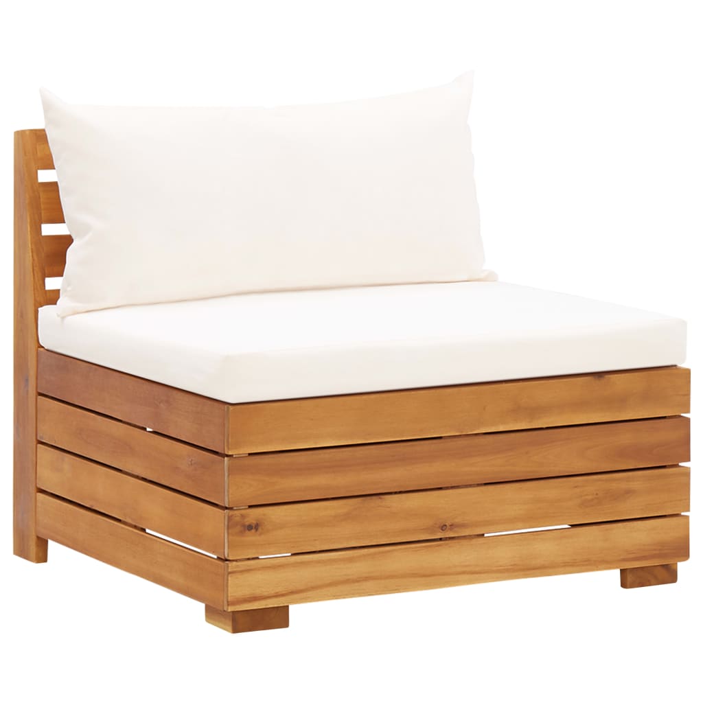 Set Divani Giardino 5 pz con Cuscini Legno Acacia Bianco Crema