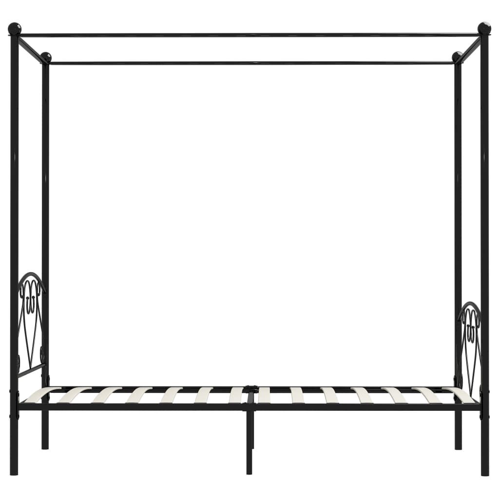 Giroletto Baldacchino senza Materasso Nero 100x200 cm Metallo