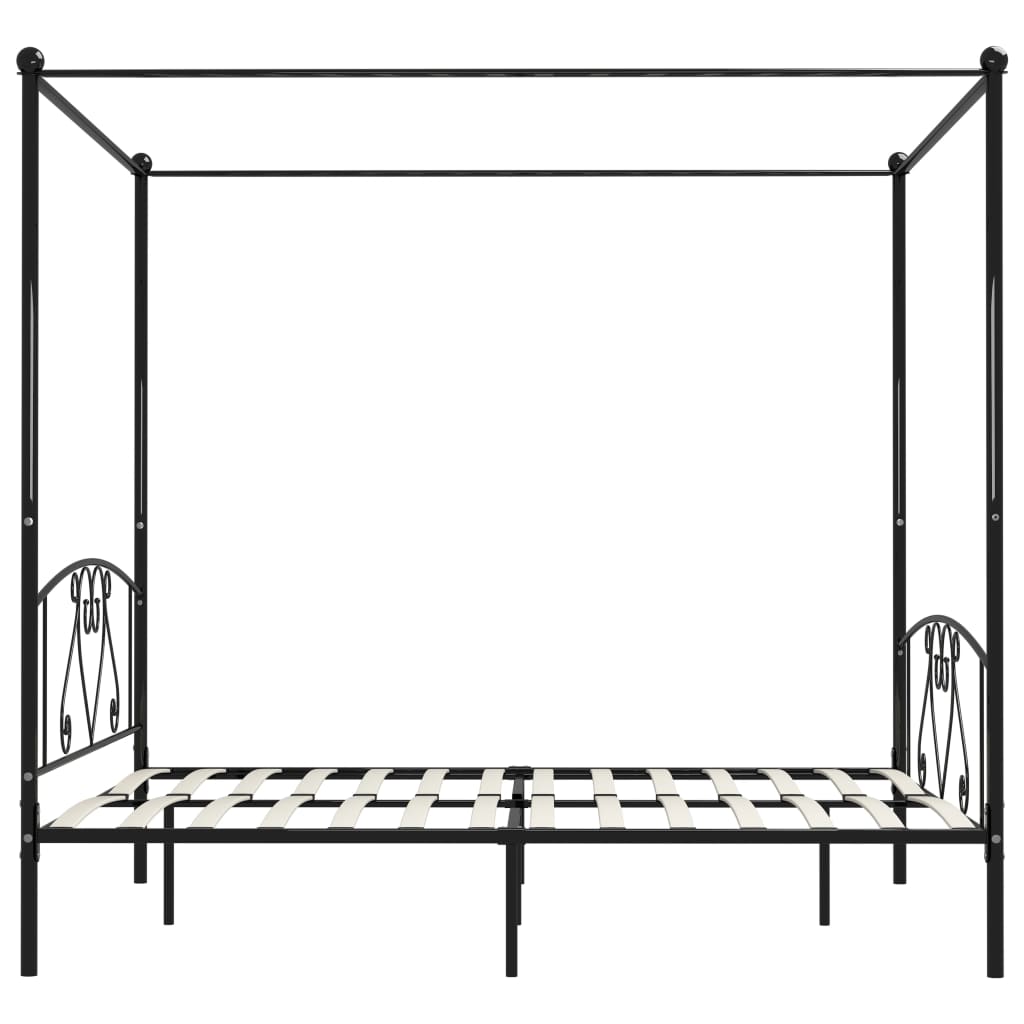 Giroletto Baldacchino senza Materasso Nero 200x200 cm Metallo