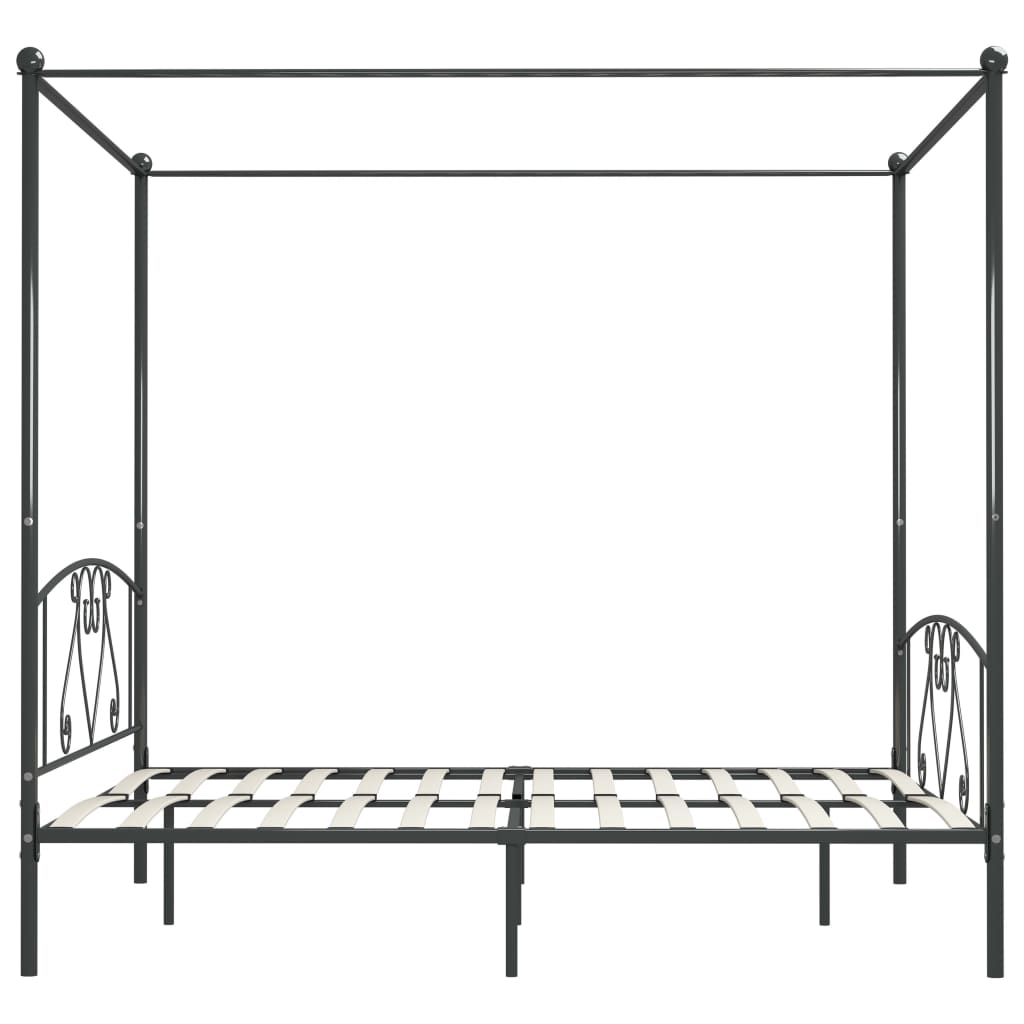 Giroletto Baldacchino senza Materasso Grigio 180x200 cm Metallo