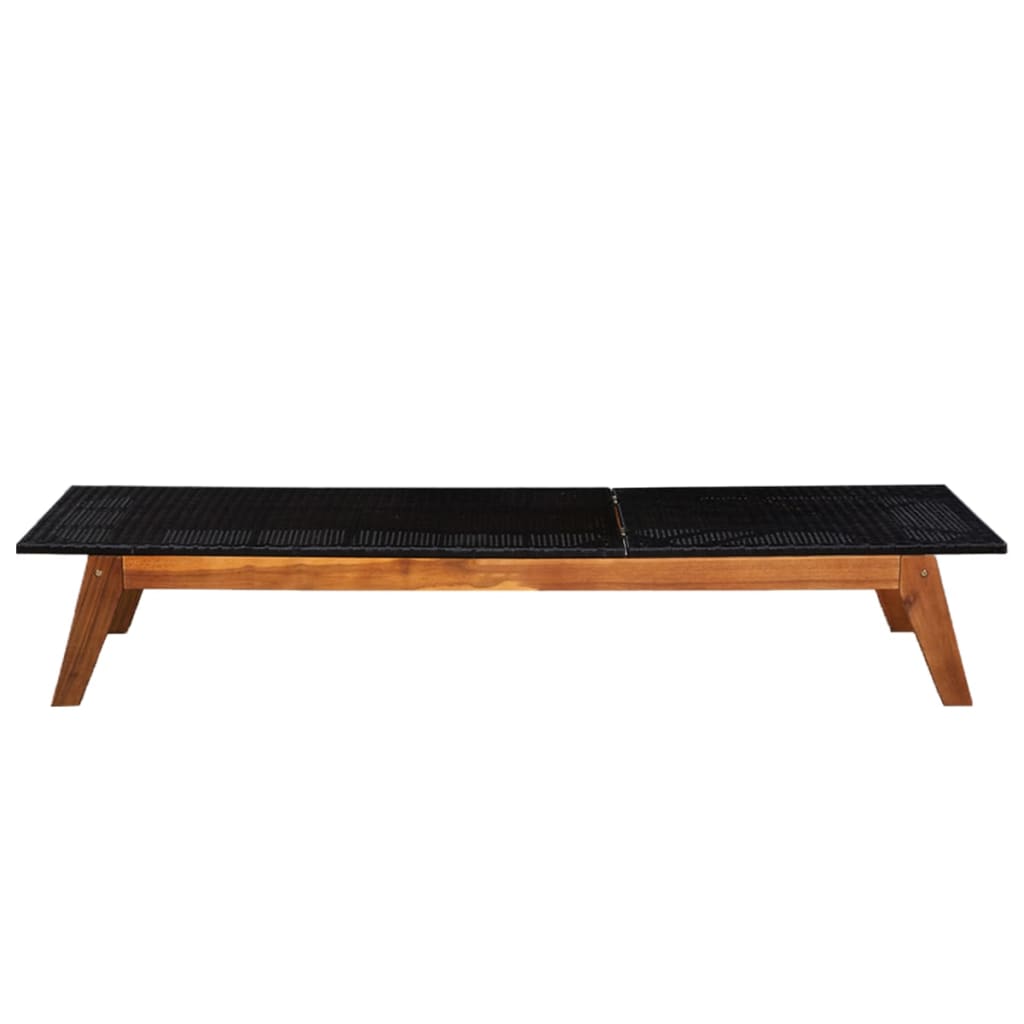 Lettini Prendisole 2 pz con Tavolo in Polyrattan e Legno Acacia
