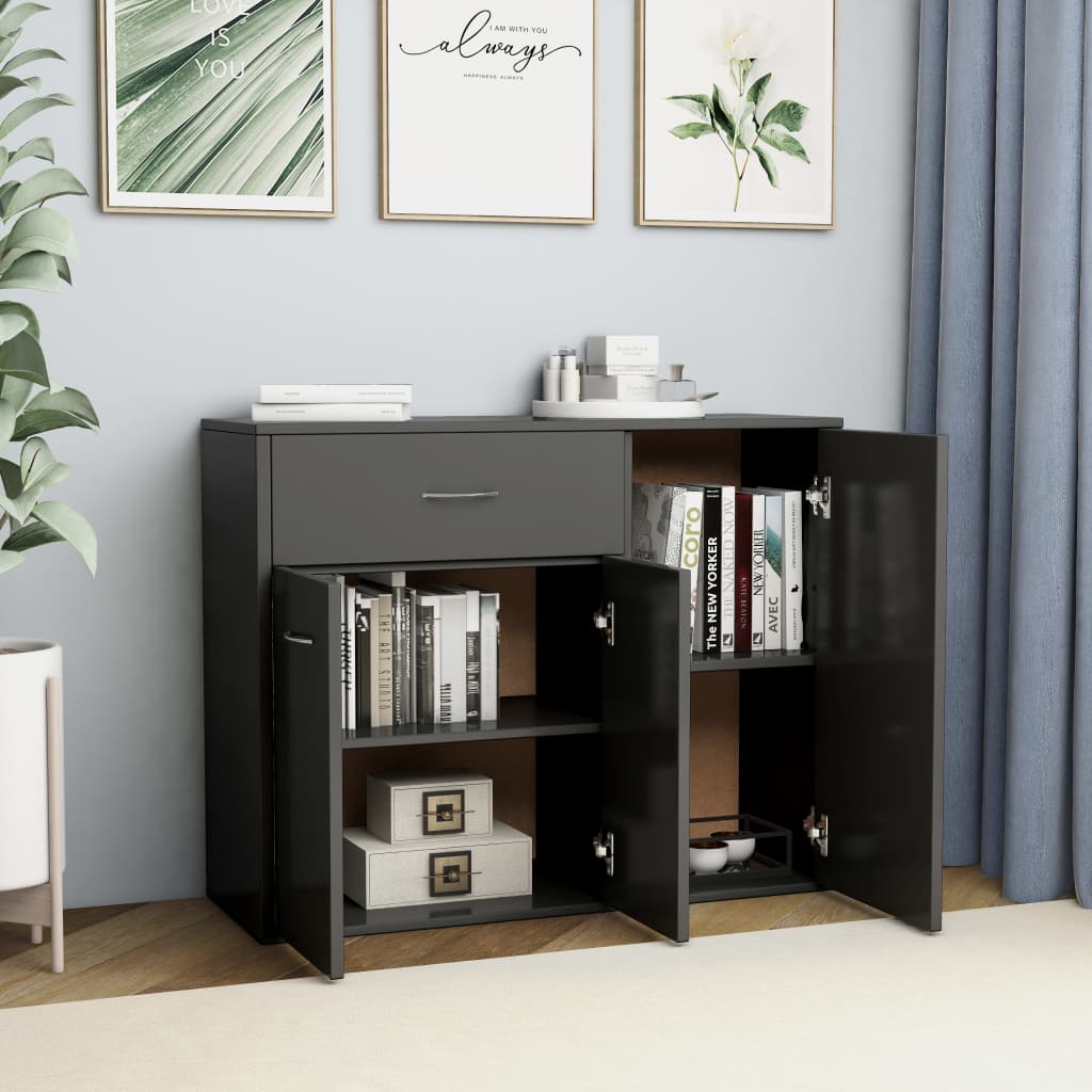 Credenza Grigia 88x30x70 cm in Legno Multistrato