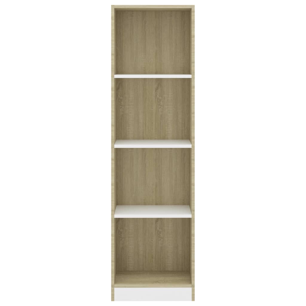 Libreria a 4 Ripiani Bianco e Sonoma 40x24x142cm in Multistrato