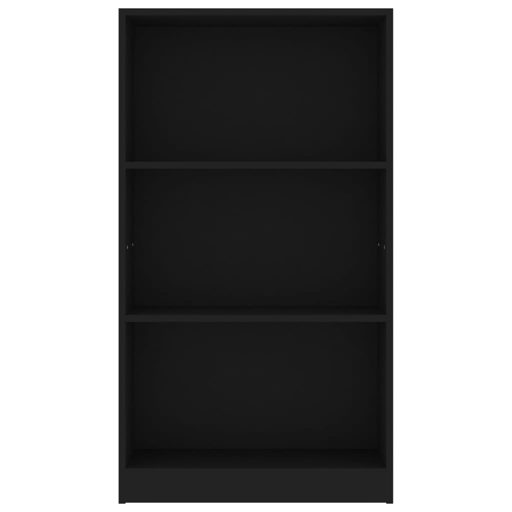 Libreria a 3 Ripiani Nera 60x24x109 cm in Legno Multistrato