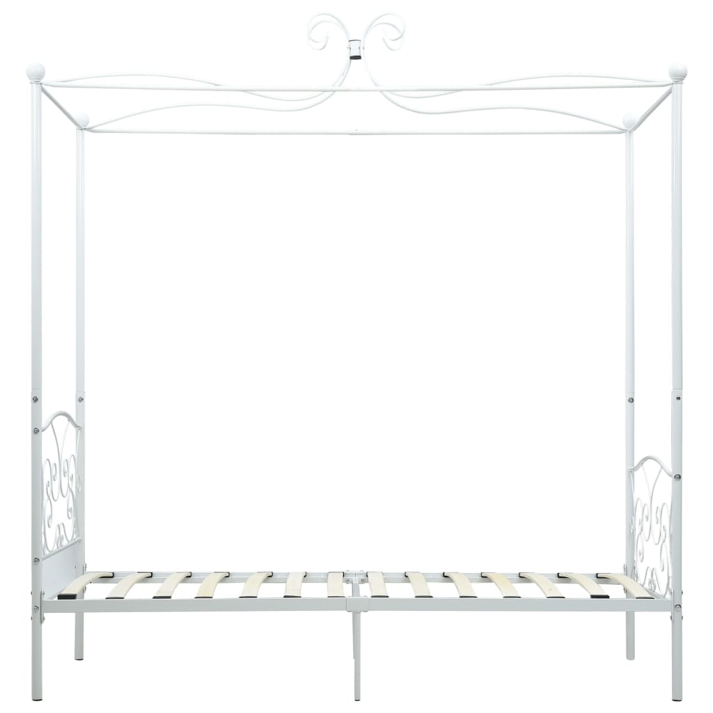 Letto a Baldacchino Bianco in Metallo 90x200 cm