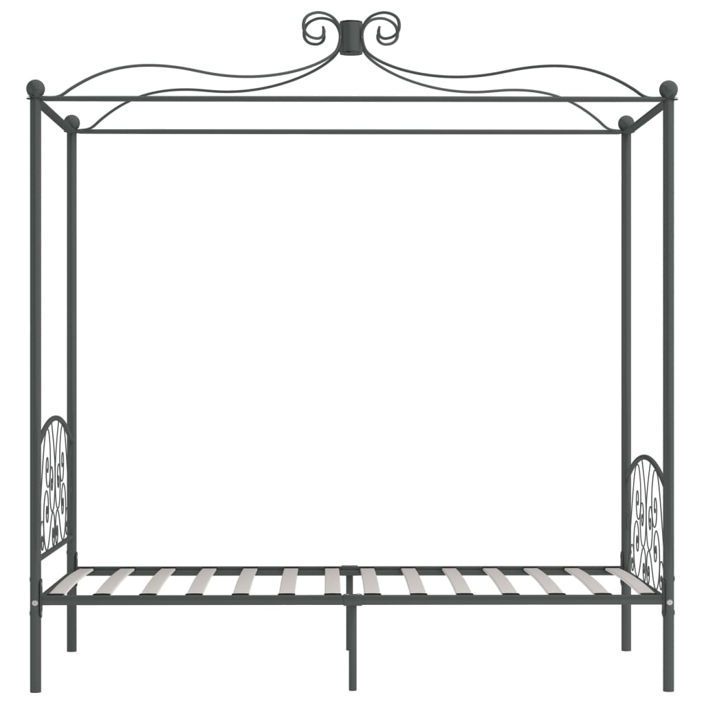 Letto a Baldacchino Grigio in Metallo 100x200 cm