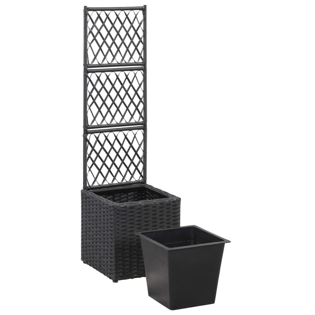 Letto Rialzato con Traliccio 1 Vaso 30x30x107cm Polyrattan Nero