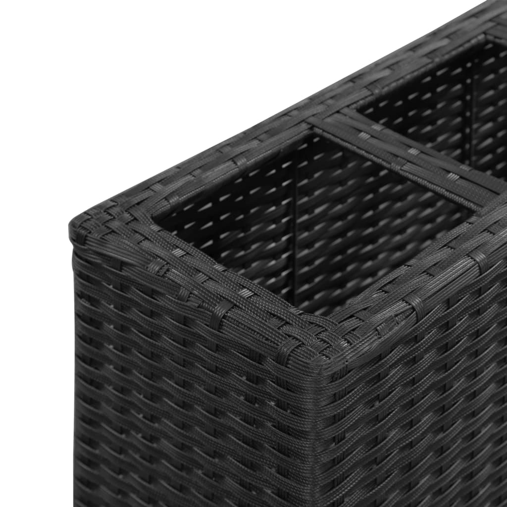 Letto Rialzato con 4 Vasi 80x22x79 cm in Polyrattan Nero