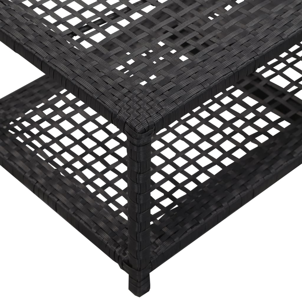 Scarpiera con Panchina Nera 80x40x30 cm in Polyrattan