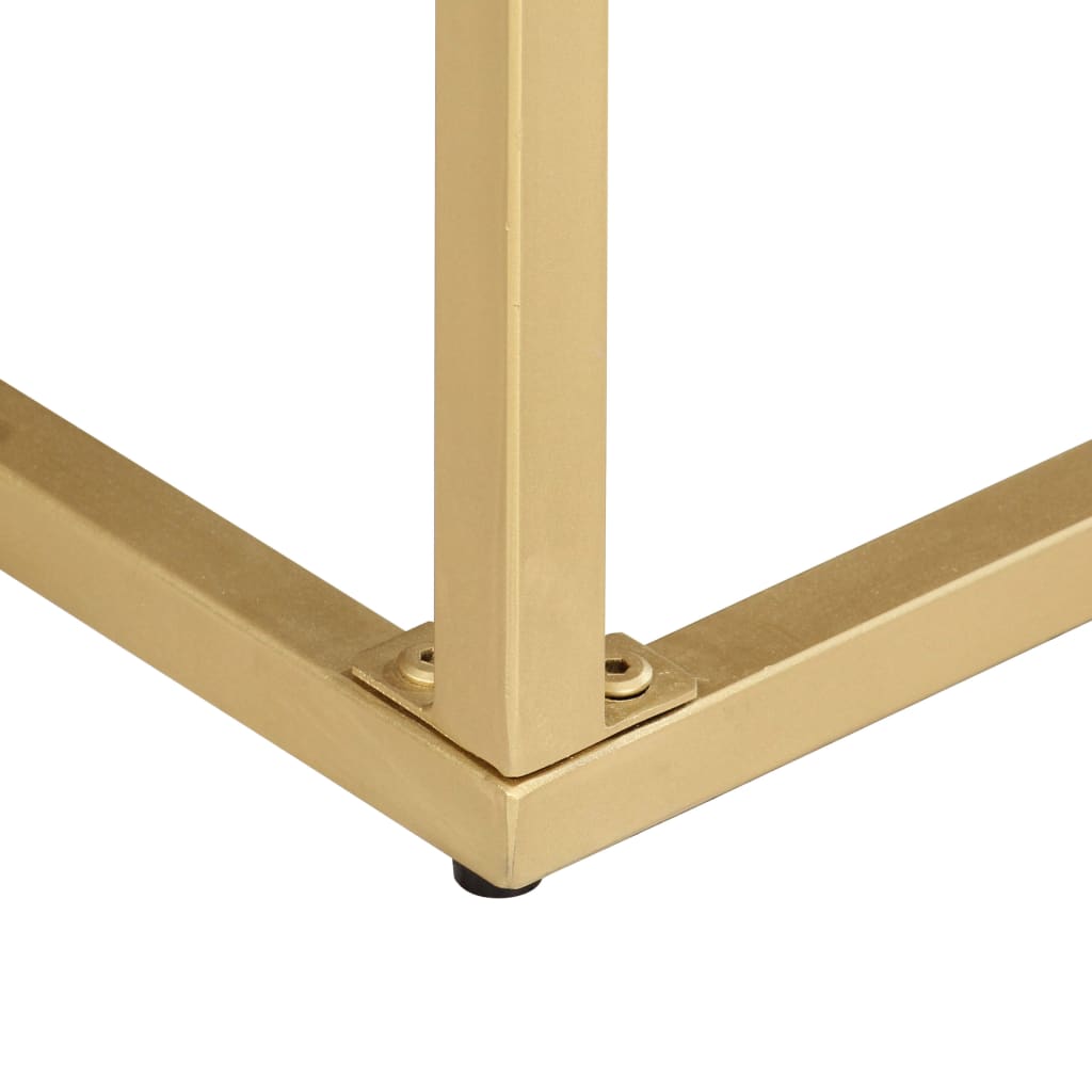 Tavolo Consolle Oro 90x30x75 cm Legno Massello di Mango