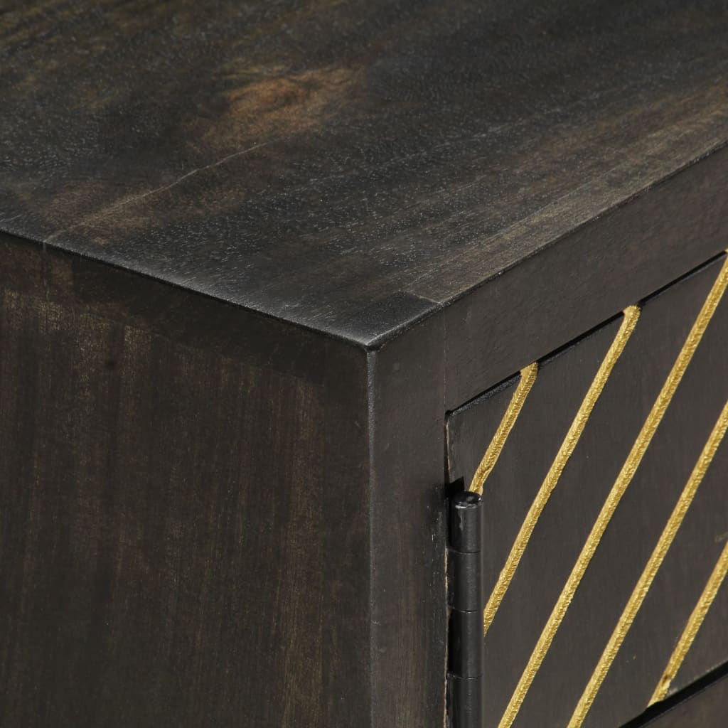 Tavolino da Salotto Nero e Oro 90x50x35 cm in Massello di Mango