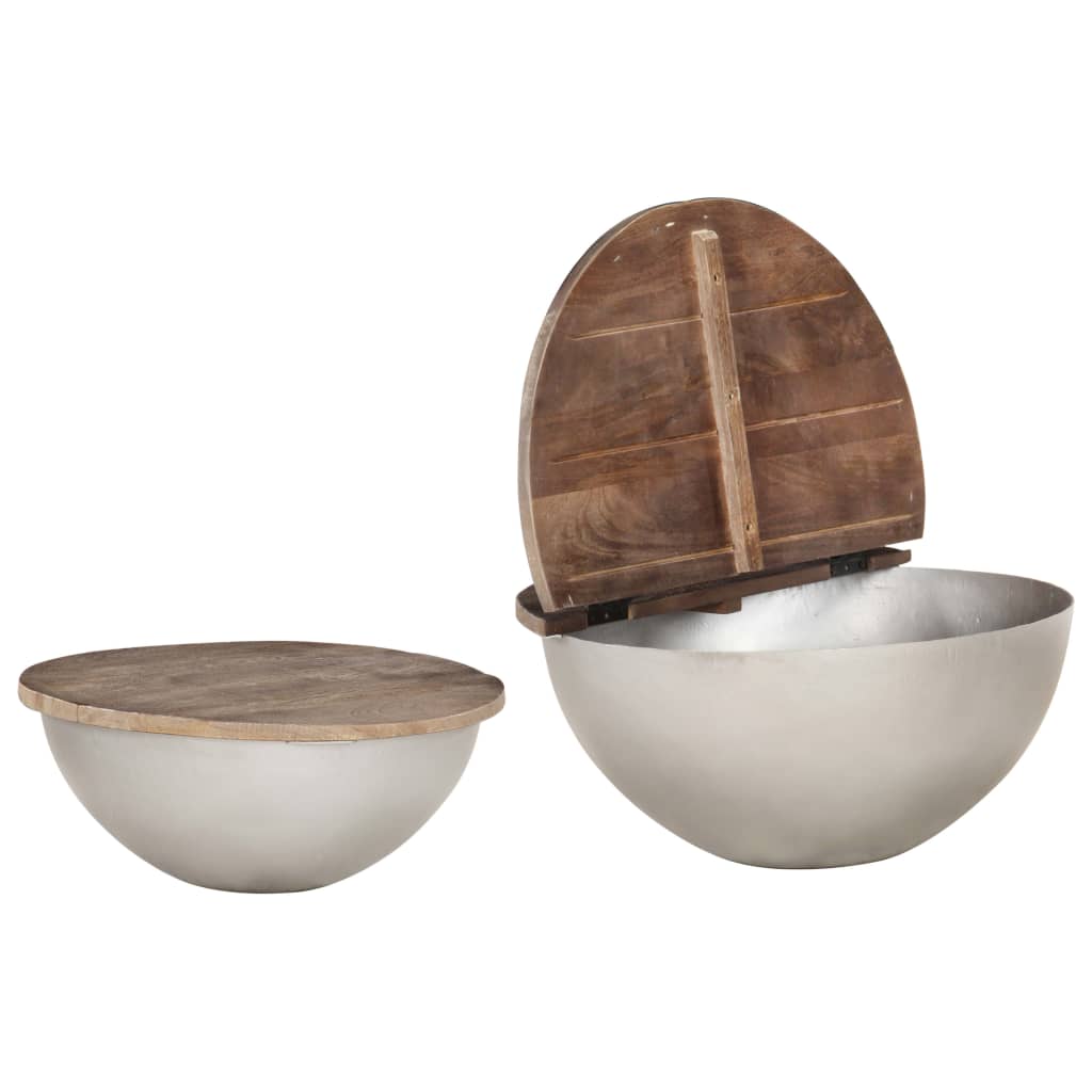 Set Tavolini da Salotto 2 pz a Ciotola Legno Massello di Mango