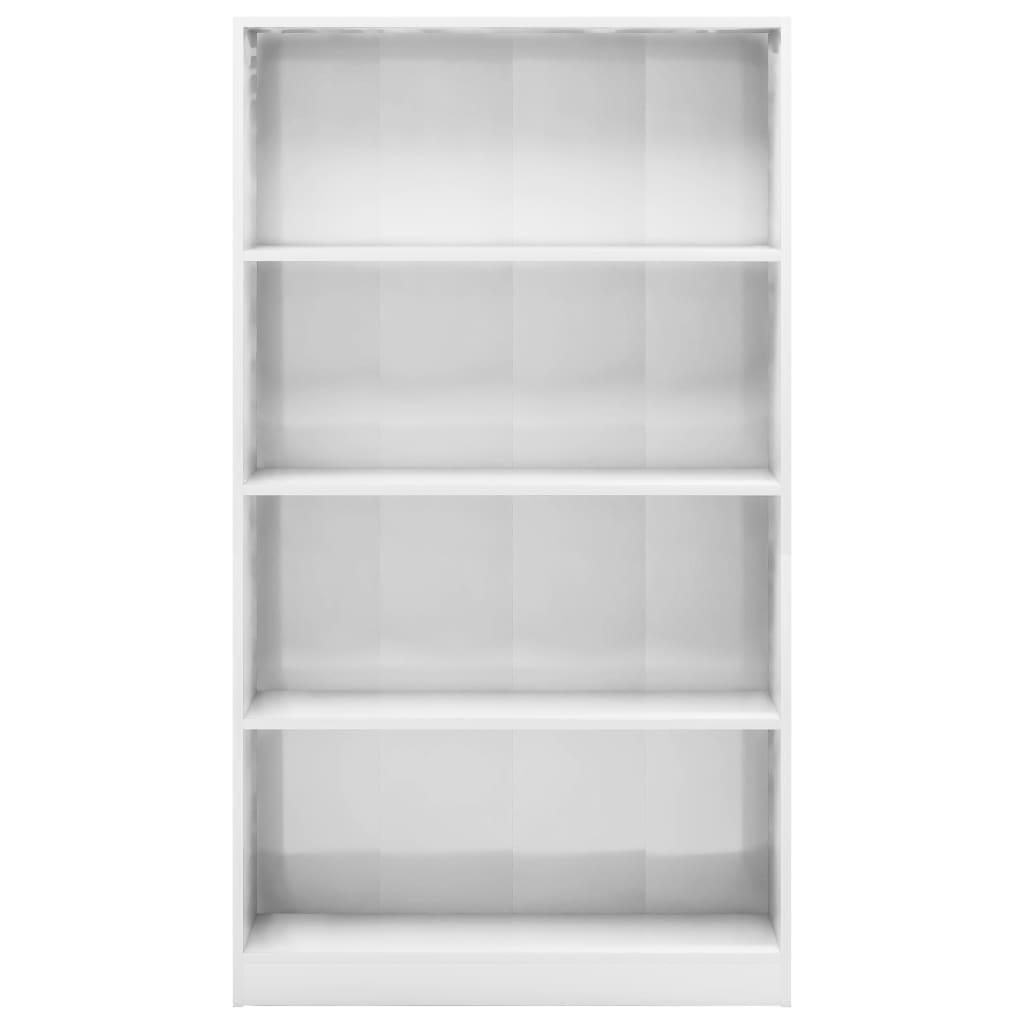 Libreria 4 Ripiani Bianco Lucido 80x24x142 cm Legno Multistrato