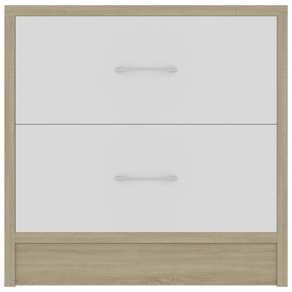 Comodino Bianco e Rovere Sonoma 40x30x40 cm Legno Multistrato