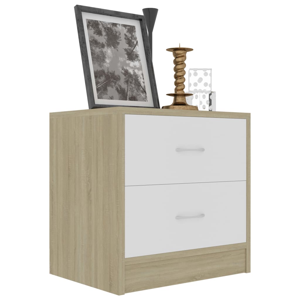 Comodini 2pz Bianco Rovere Sonoma 40x30x40 cm Legno Multistrato