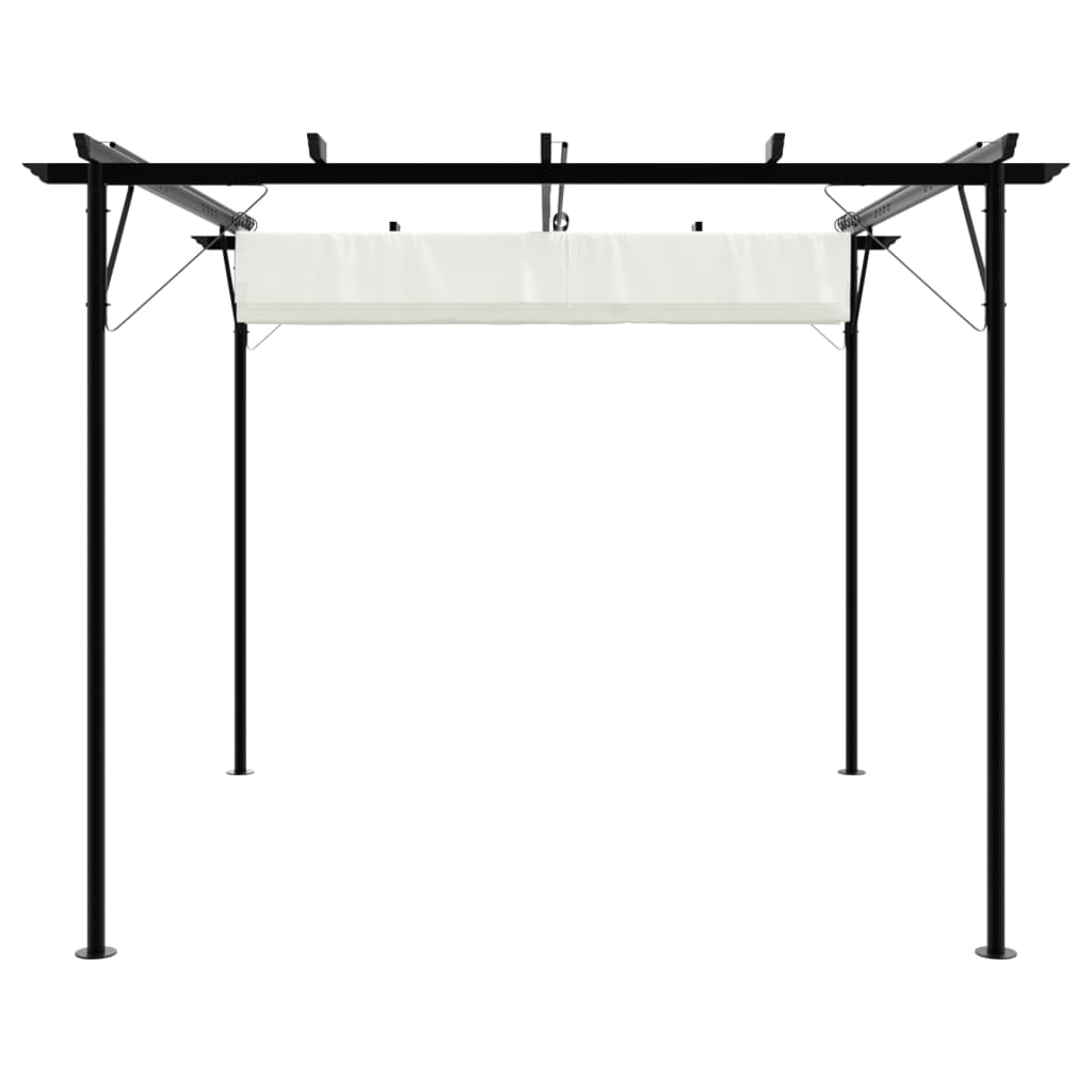 Pergola da Giardino Tetto Retrattile Bianco Crema 3x3 m Acciaio