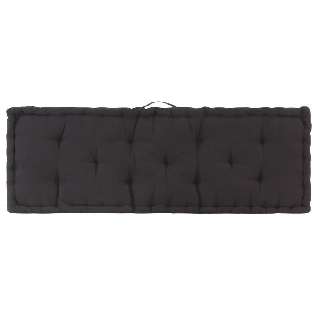 Cuscino per Pallet e Pavimento in Cotone 120x40x7 cm Nero