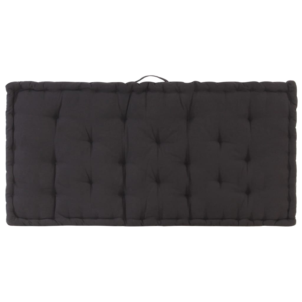 Cuscino per Pallet e Pavimento in Cotone 120x80x10 cm Nero