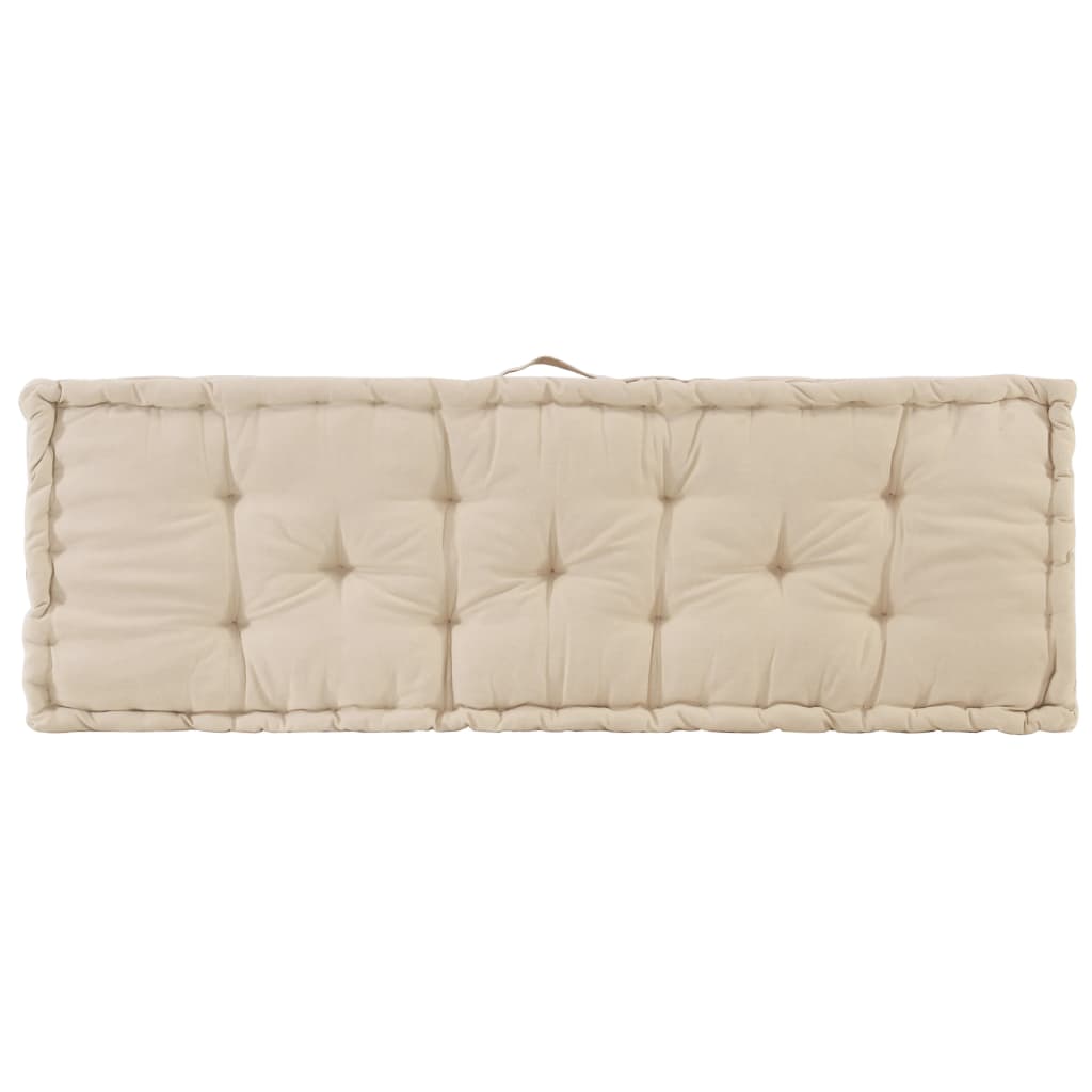 Cuscino per Pallet e Pavimento in Cotone 120x40x7 cm Beige