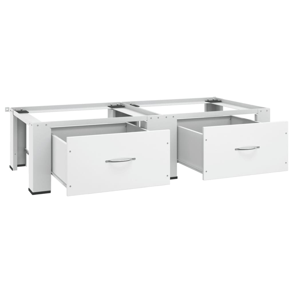 Supporto Doppio Lavatrice e Asciugatrice con Cassetti Bianco