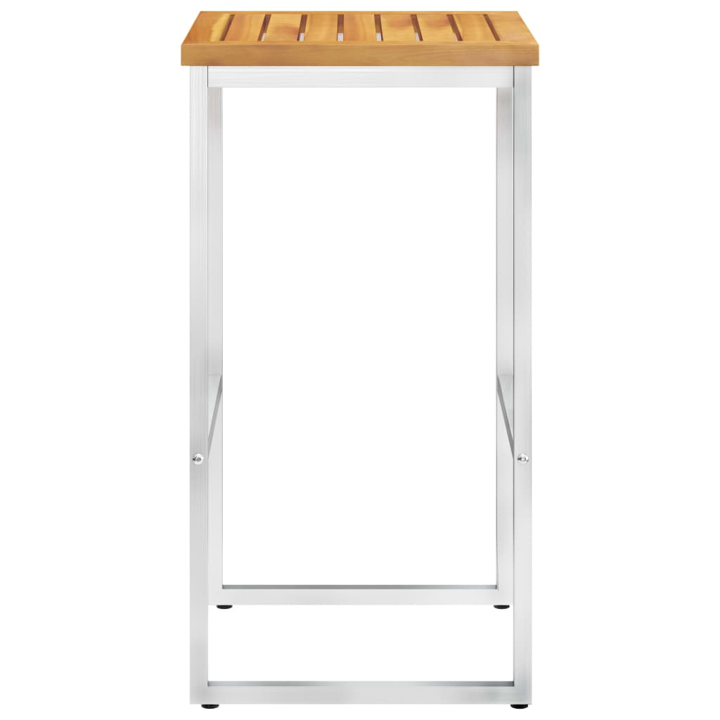 Sgabelli da Bar 2 pz in Legno Massello di Acacia e Acciaio Inox