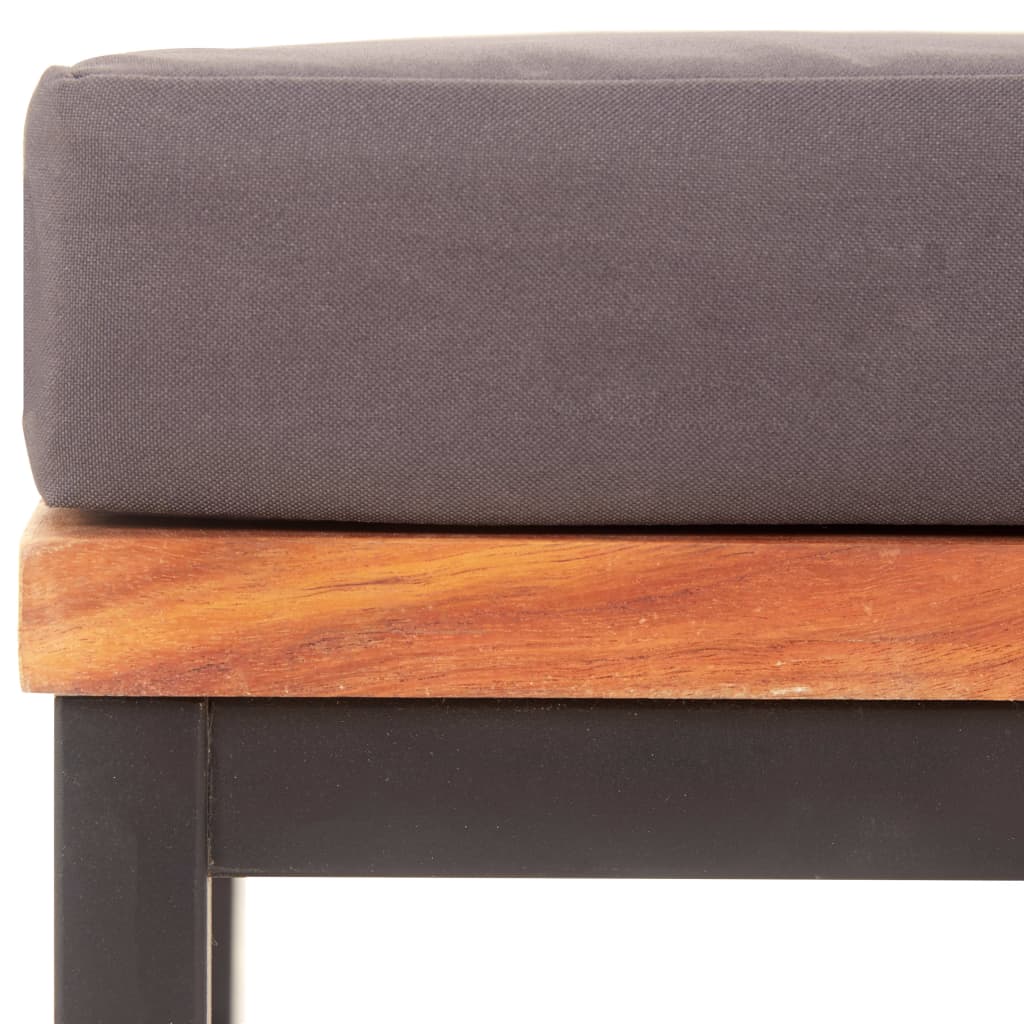 Poggiapiedi con Cuscino 66x66x36cm in Legno Acacia Grigio Scuro