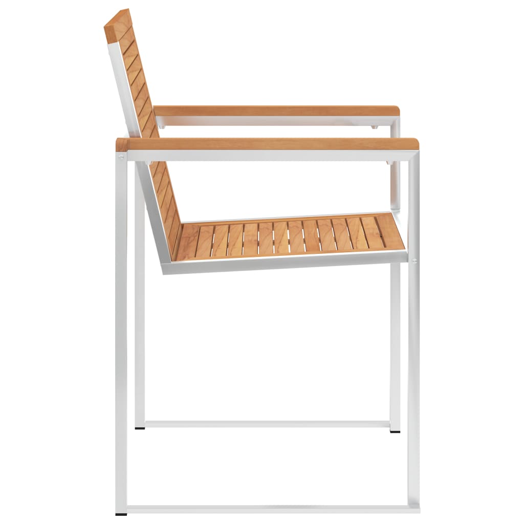 Sedie da Giardino 2 pz in Legno Massello di Teak e Acciaio Inox