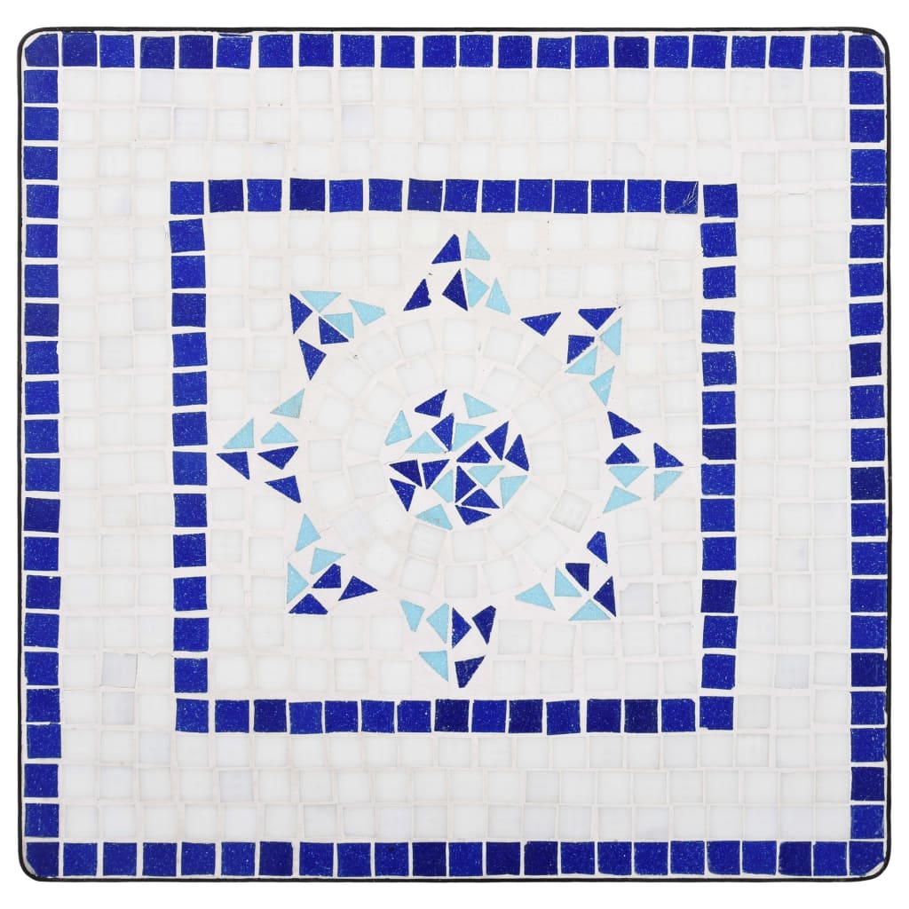 Set Bistrò 3 pz con Mosaico in Ceramica Blu e Bianco
