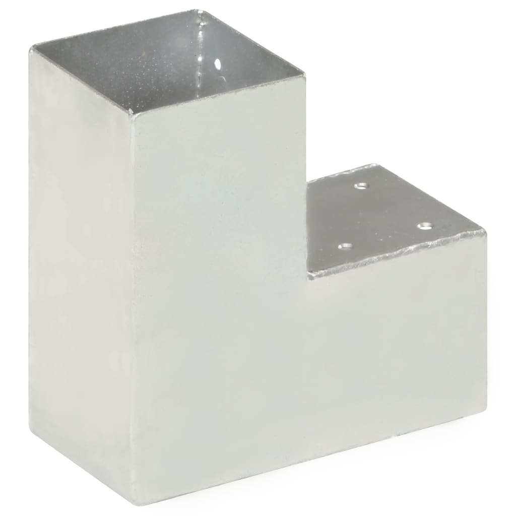Connettori per Pali a Forma di L 4 pz Metallo Zincato 91x91 mm