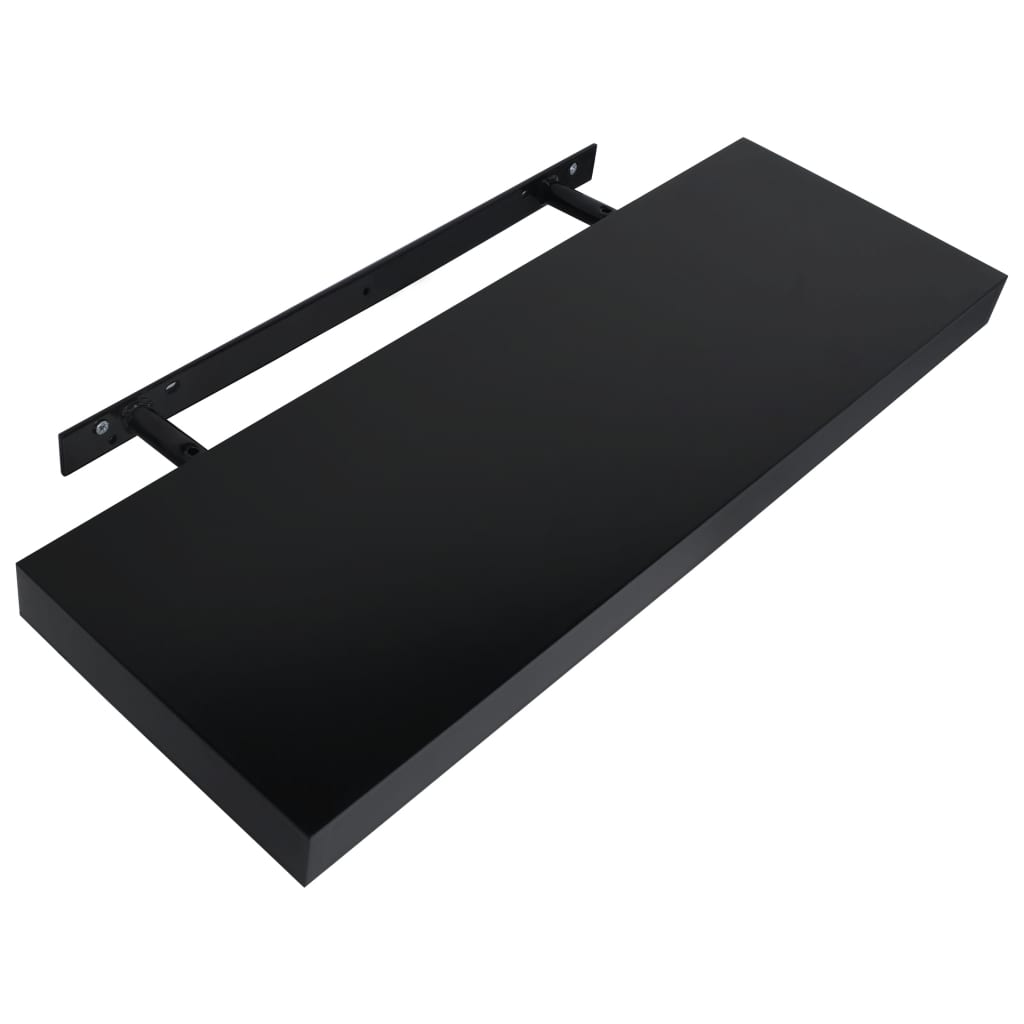 Mensole a Muro Galleggianti 2 pz Nere 60x20x3,8 cm