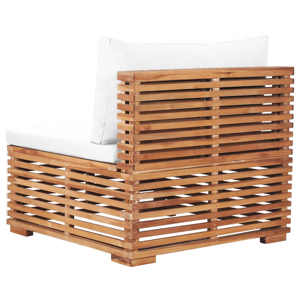 Divano Centrale da Giardino con Cuscino Crema Massello di Teak