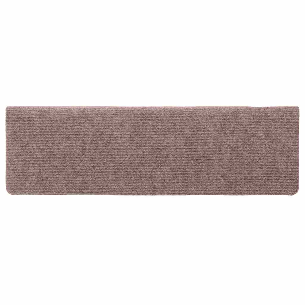 Tappetini per scale autoadesivi 15 pz 65x21x4 cm Marrone Chiaro Bordo rettangolare