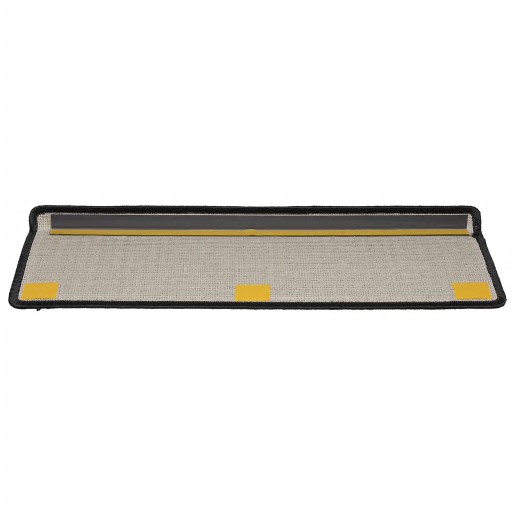 Tappetini per scale 15 pz 65x21x4 cm Nero Bordo rettangolare